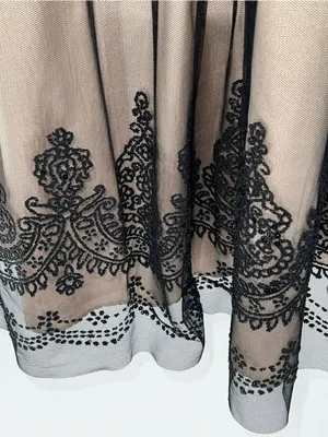 David’s Bridal Caviar Beaded Black Netting Over Beige Lining Cocktail-Size 8 thumbnail 13