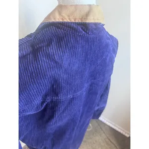 Karen Scott Vintage Corduroy Barn Jacket Navy blue Tan Suede Collar Chore Coat M thumbnail 4