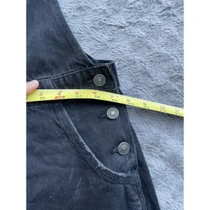 American Eagle Denim Bib Overall Maxi Dress Large Black Utility Cargo Pocket 90s thumbnail 11