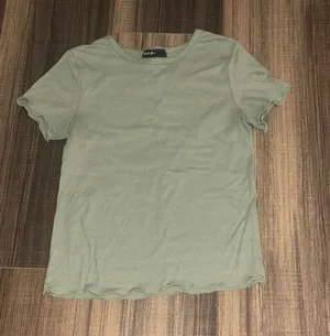 Olive Green/Sage Ribbed Short-Sleeve Top thumbnail 1