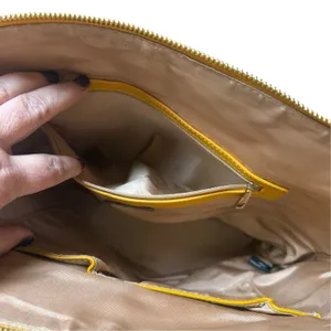 Ora Delphine Eden Leather Tote Bag Mustard Yellow No Shoulder Strap thumbnail 7