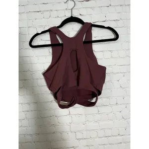 Athleta Conscious Cut Out‎ Crop A-C Sports Tank Mauve Medium High Neck Keyhole thumbnail 2