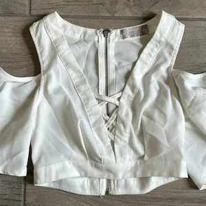 Rumor boutique lace up cold shoulder top thumbnail 2