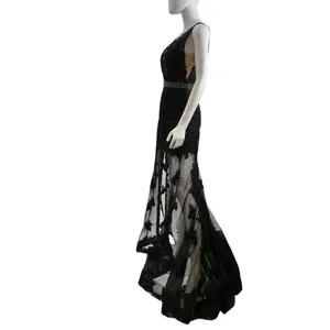 Sherri Hill Black Lace Plunging V-Neck Beaded Waist Formal Gown Dress Size 4 thumbnail 11