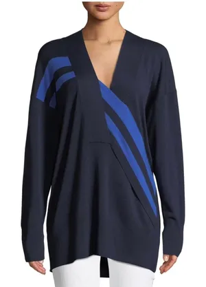 Rag & Bone Sweater Womens Cecile XS Navy Blue Graphic Stripe V-Neck‎ Pullover thumbnail 1