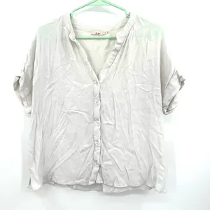 Mi Ami size small white‎ off white button up short sleeve blouse shirt top thumbnail 1
