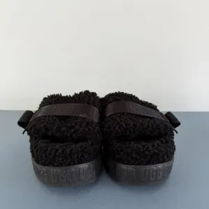 UGG Fluffita Black Platform Shearling‎ Slide Flatform Sandals thumbnail 3