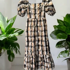 La Ven Plaid Embroidered Midi Dress XS thumbnail 3