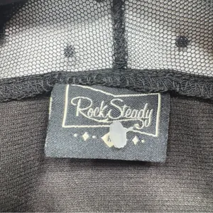 Black Sheer Polka Dot Lace Peplum Top Sweetheart Bodice Rock Steady Whimsigoth thumbnail 10