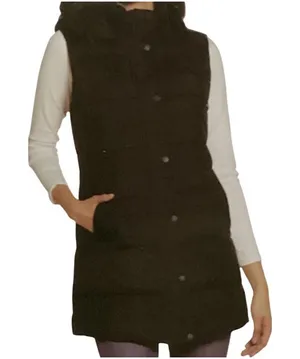 Weatherproof Womens Black Hooded Quilted Longline Vest L thumbnail 1