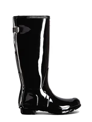Hunter Black Original Adjustable Gloss Talk Rain Boots thumbnail 4