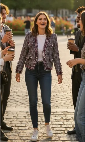 New has Pearl and has the c logo on the pearls tweed jacket nwt small thumbnail 5