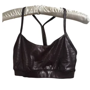 Lululemon Flow Y Bra Nulu Metallic Foil Brown‎ Athleisure Yoga Ballet Coquette thumbnail 2