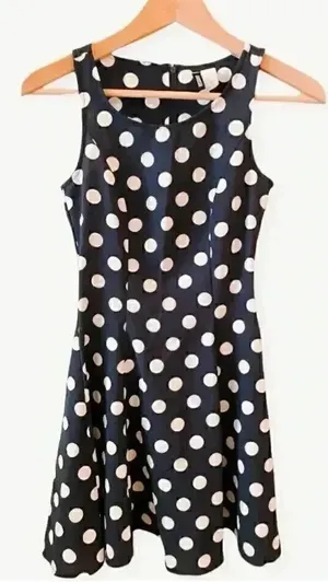Divided H&M Navy and White Sleeveless Polka Dot Dress SZ 2 thumbnail 1
