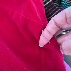 Vintage 60s Red Velveteen Shift Dress Pink Cropped Blouse XS thumbnail 8