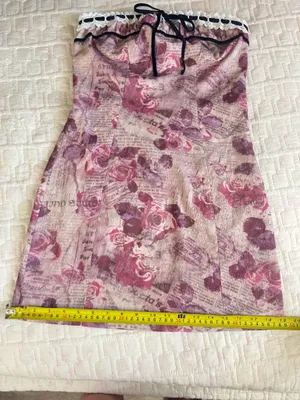 Cotton Candy LA pink flower newspaper strapless dress thumbnail 9