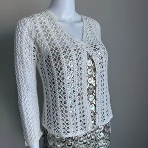 Vintage Casual Corner Cottage Core Crotchet Cotton Knit Cardigan Sweater thumbnail 7