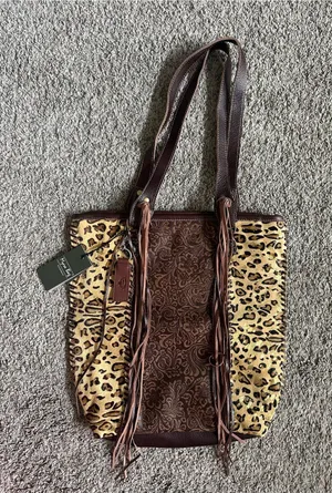 Myra Bag Golden Studs Leopard Animal Print Shoulder Bag Brown/Beige Zip Medium thumbnail 1