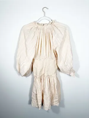 Anthropologie Cleobella Magda Smocked Mini Dress Cream Tan Medium thumbnail 4