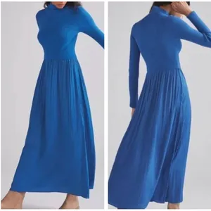 NEW Anthropologie The Thea Twofer Sweater Maxi Dress‎ Mock Turtle Neck M Blue thumbnail 2
