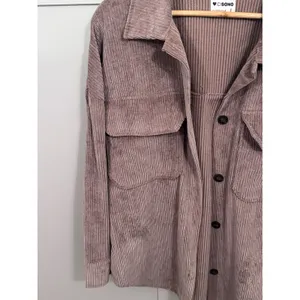 CISONO Mauve Brown Corduroy Shacket Oversized Button Down Shirt Jacket Large thumbnail 3