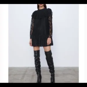Zara Black Lace Ruffle Yoke Mini Dress thumbnail 5