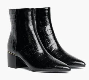 Thursday Boot Co Luna Black Croc Leather Ankle‎ Boots Size 6 EUC thumbnail 1