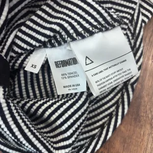 Reformation Nellie Hook Eye Striped Mini Dress Black White XS Elevated Basics thumbnail 6