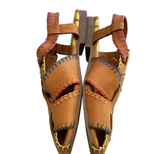 Farm Rio Womens Brown Leather Multi Color Whipstitch Fisherman Sandals 304658 thumbnail 6