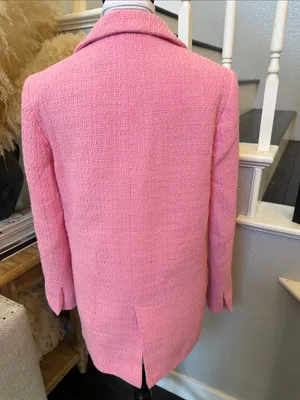 Zara Pink Tweed Blazer & Skort Shorts Set Double Breasted Flat Front Size XS thumbnail 5