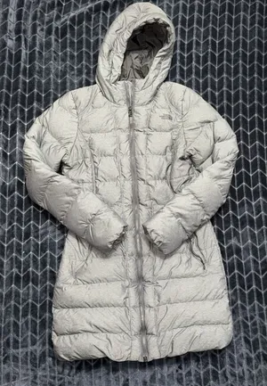 THE NORTH FACE Women's 550 Goose Down Hooded Zip Quilt Puffer Gray Coat Size S thumbnail 1