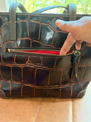 Dooney & Bourke Dark Brown Croc-Embossed Leather Tote thumbnail 3