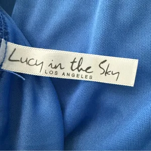 Lucy in the Sky Glitter Mesh Long Sleeve Dress in Blue Size Small EUC‎ thumbnail 6