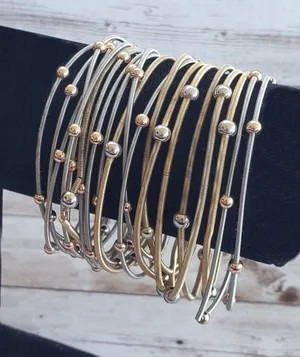 Vintage Bracelets - Set of Multi Tone Spring Stretch Bracelets thumbnail 1