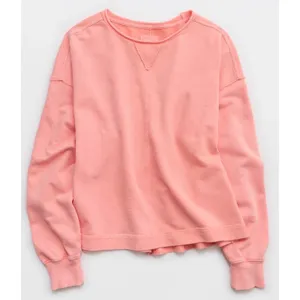 Aerie Vacay Crew Sweatshirt Wild Peach French Terry Oversized Top Small thumbnail 7