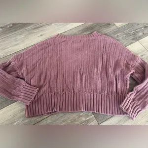 Aeropostale V-Neck Cropped Sweater, large, Mauve purple pink thumbnail 3
