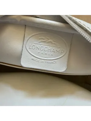 Longchamp Paris 1948 Pebbled Leather Crossbody Bag Purse Zip France White thumbnail 4