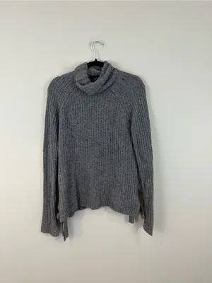 UGG Ceanne Gray Chunky Knit Turtleneck Sweater w/ Side Bow Details Size XS thumbnail 2