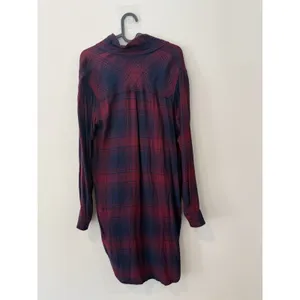 Rails Long Sleeve Plaid Button Front Shirt Dress in Red and Black SZ S 1991 thumbnail 8
