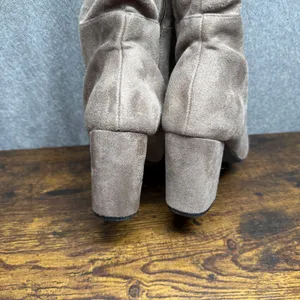 Rouge Helium Taupe Faux Suede Over The Knee Boots Size 10 Block Heel Slouchy thumbnail 4