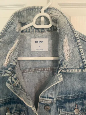 Old Navy Light Wash Distressed Denim Jacket - Women's thumbnail 2