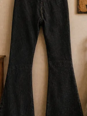 Garage Low Rise Flare Jeans Size 24 / 0 Y2K Black Wash Bootcut Vintage Style thumbnail 3
