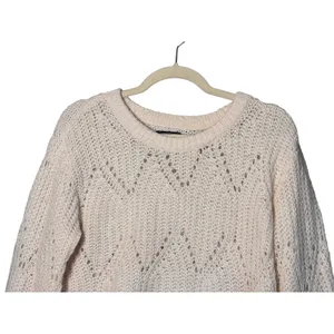Abercrombie & Fitch Womens Sweater L Cream Pointelle Knit Wool Alpaca Boho Cozy thumbnail 4