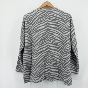 Aerie Zebra Print‎ Thermal Henley Long Sleeve Top Medium Gray White Waffle Knit thumbnail 6