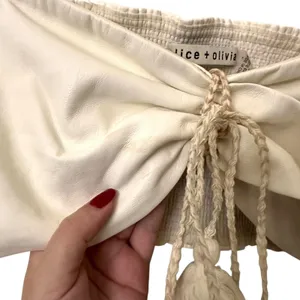 ALICE + OLIVIA Livia Faux Leather Halter Top White Sz 2‎ thumbnail 4