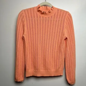 J. Crew Pointelle Ruffle Mockneck Sweater Sz. S thumbnail 2