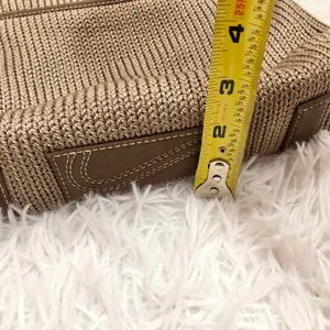 The Sak Woven Crochet Hobo Bag Tan Beige Plaid Lining thumbnail 12