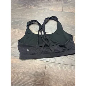 Lululemon Women’s 12 Black Patterned Energy Sports Bra Strappy No Padding thumbnail 3