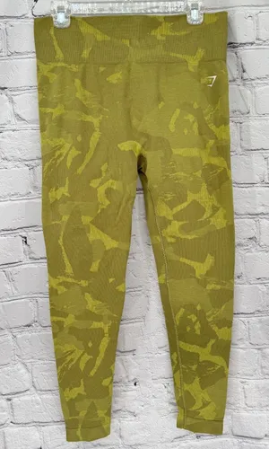 Gym Shark Adapt Leggings Women's XL Green Camo Jacquard High Waist Butt Scrunch thumbnail 1