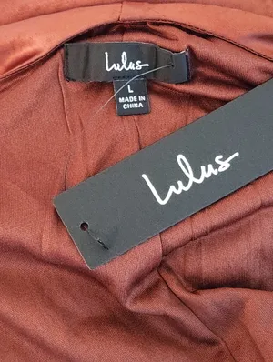 Lulus Brown Satin Halter Maxi Dress Size Large NWT Wedding Guest Dress thumbnail 8